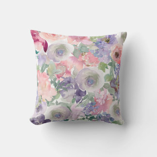 Floral Motifs in Watercolor Cushion