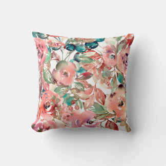 Floral Motifs in Watercolor Cushion