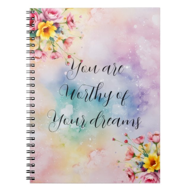 Floral Motivational Notebook | Aesthetic Pastal (Front)