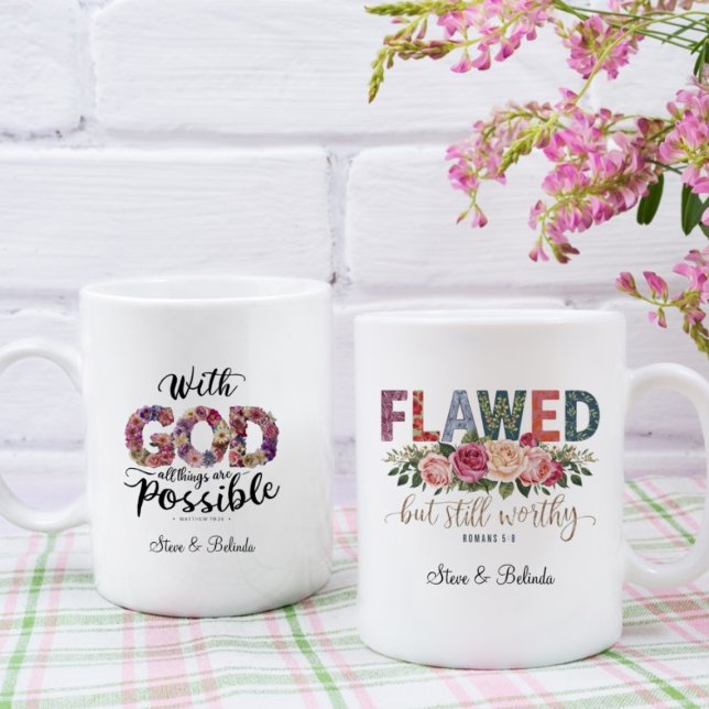 Floral Motivational Religious Scripture Quote Coffee Mug (Creator Uploaded)