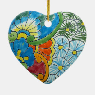 Floral motive ceramic tree decoration