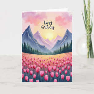 Floral Mountain Birthday Card