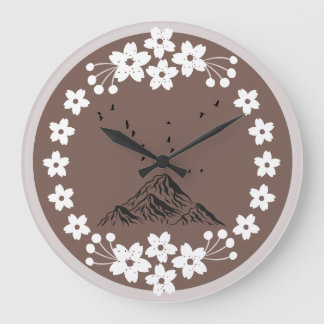 Floral Mountain Wall Clock | Elegant Minimal Home 