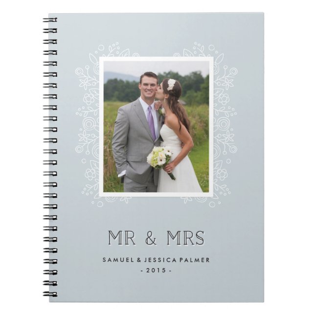 Floral Mr & Mrs Journal - Powder Blue (Front)