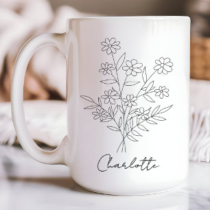 Floral mug, Custom name mug, Mothers day, Birthday Coffee Mug