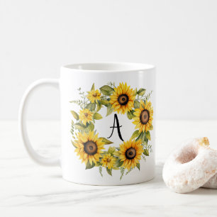Floral Mug Personalised Monogram Custom Name
