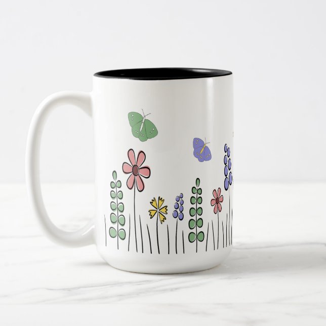  Floral Mug Wildflower Butterfly Coffee Mug Spring (Left)