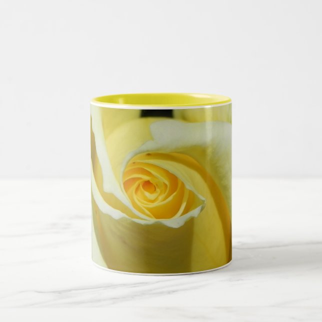 Floral Mug...Yellow roses Two-Tone Coffee Mug (Center)