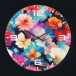 Floral Multicolored Flowers Pattern37566 Large Clock<br><div class="desc">Floral Multicolored Flowers Pattern-37566</div>
