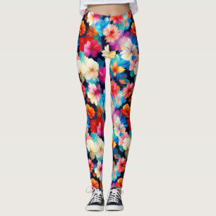 Floral Multicolored Flowers Pattern-37566 Leggings
