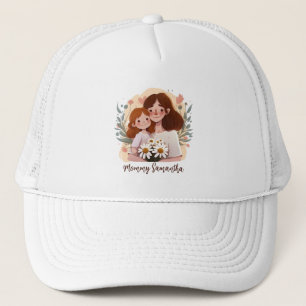 Floral Mum and Daughter Vibrant Background Trucker Hat