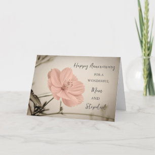Floral Mum and Stepdad Anniversary Card