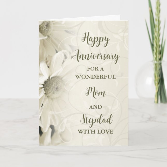 Floral Mum & Stepdad Anniversary Card (Front)
