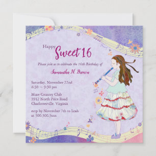 Floral Muse Sweet 16 Birthday Party Invitation