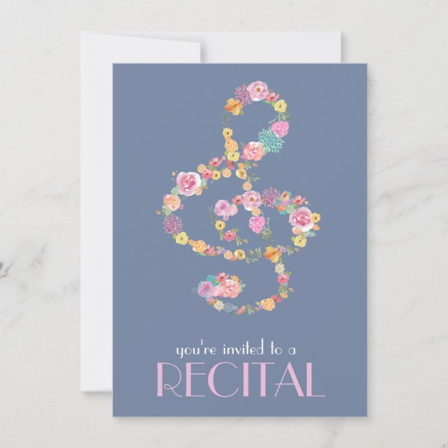 floral music treble clef invitation (Front)