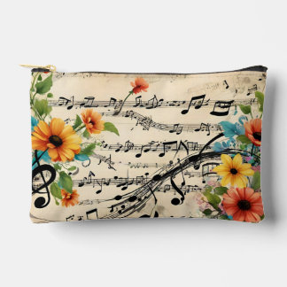 Floral Musical themed Accessory Pouch