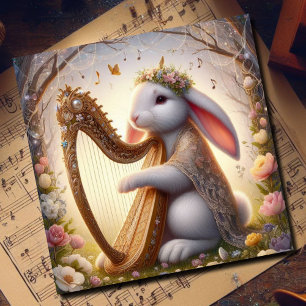 Floral Musician Bunny Easter Holiday Card
