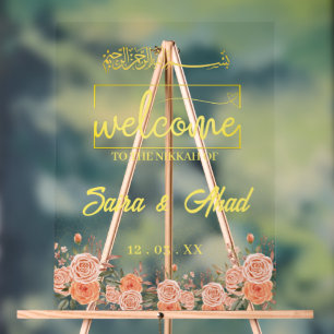 Floral Muslim Nikah Wedding Welcome Sign