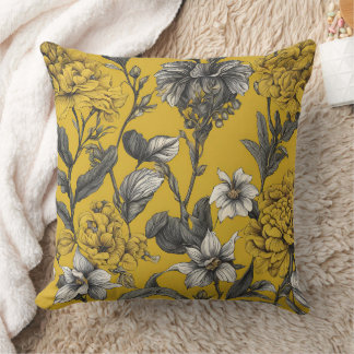 Floral Mustard AI art Cushion