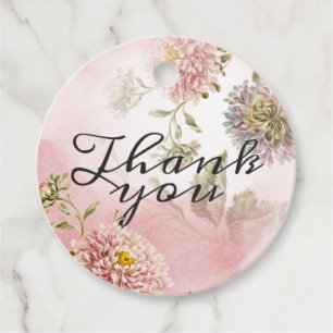 Floral Muted Pink and White Favour Tags
