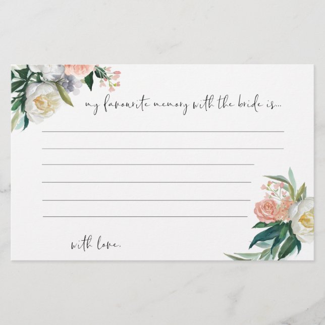 Floral My favourite memory with the bride cards (Front)