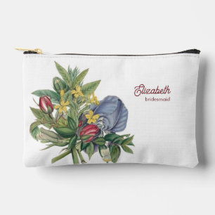 Floral Myrtle Laurel Flowers Name Bridesmaid Accessory Pouch