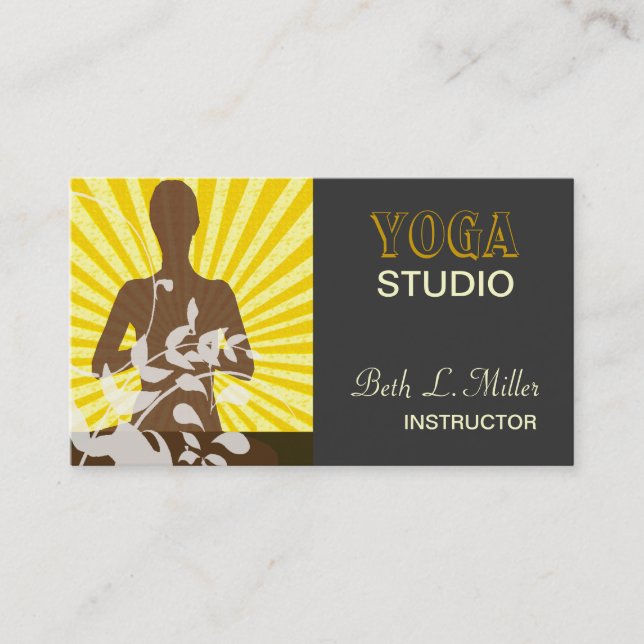 Floral N Sunrise Meditation Yoga Pilates Business Card (Front)