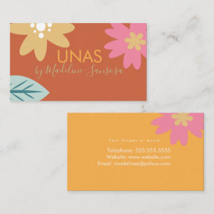 Floral Nail Technician Orange Business Card