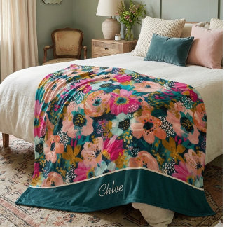 Floral Name  Fleece Blanket