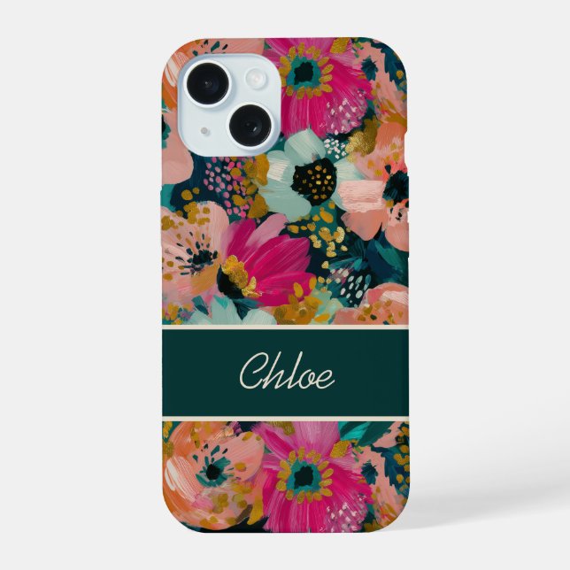 Floral Name iPhone 15 Case (Back)