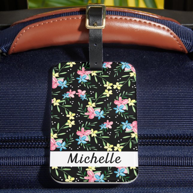 Floral Name Luggage Tag (Front Insitu 2)