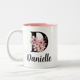 Floral Name Mug, Personalised Coffee Cup, Custom I Two-Tone Coffee Mug