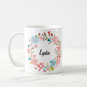 Floral Name Mug – Personalised Flower Wreath Gift