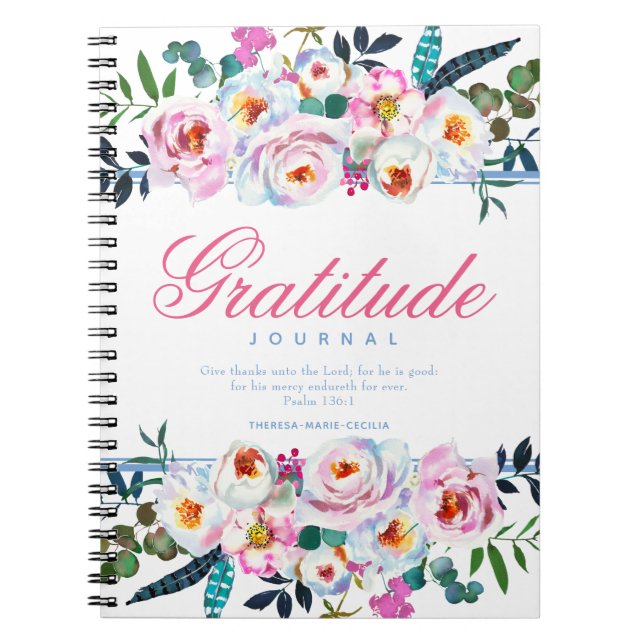 Floral Named Pink Gratitude Journal (Front)