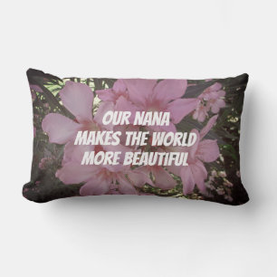 Floral Nana Makes World Beautiful Oleander Flower Lumbar Cushion