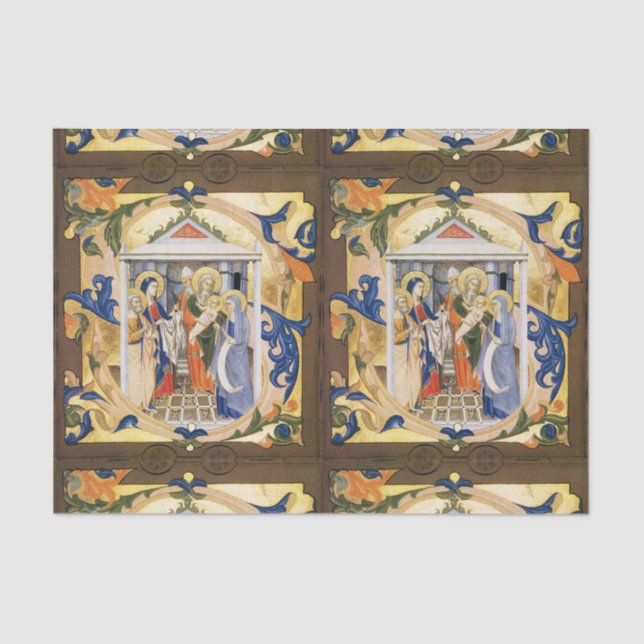 FLORAL NATIVITY CHRISTMAS PARCHMENT TISSUE PAPER (Front)