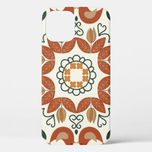 Floral natural abstract geometric pattern on white iPhone 12 case