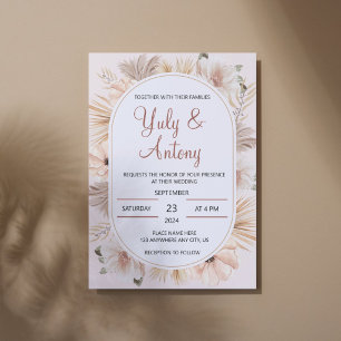 Floral Natural Boho Beige Modern Invitation