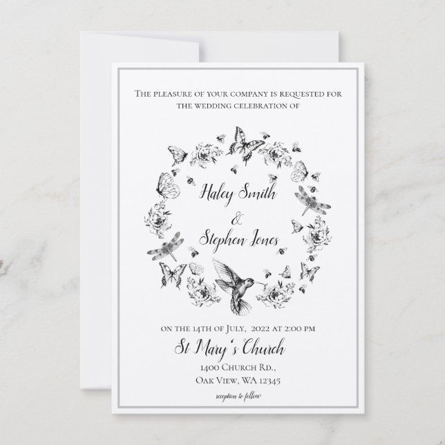 Floral Nature Wreath Formal Wedding Invitation (Front)