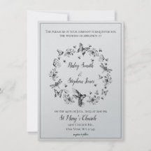 Floral Nature Wreath Formal Wedding Invitation