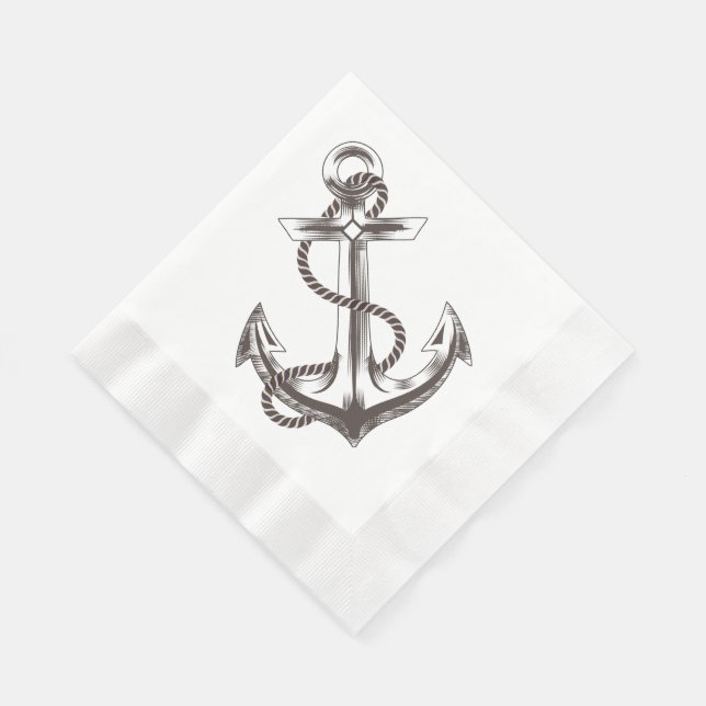Floral Nautical Anchor Flower Party / Wedding Napkin (Corner)