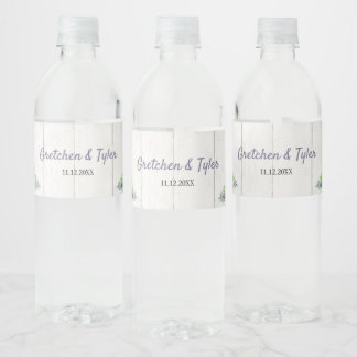 Floral Nautical Anchor Wedding Water Bottle Label