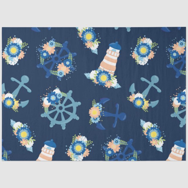 Floral Nautical Series Design 6 Tissue Paper (Front)