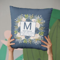 Floral Navy Blue Birth Stats Newborn Baby 