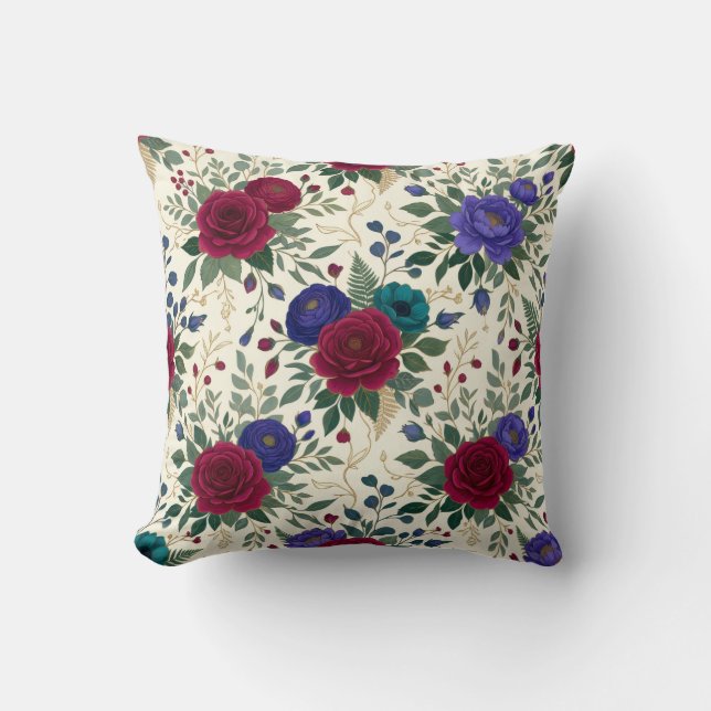 Floral Neckline & Hem Border Design Cushion (Front)