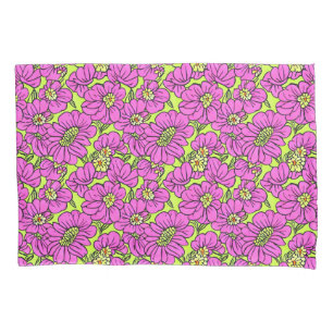 Floral Neon Pink and Yellow Daisies Pattern  Duvet Pillowcase