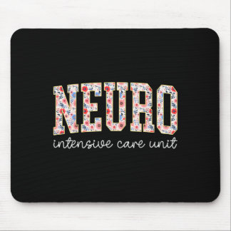 Floral Neuro Icu Nurse Brain Neuroscience Icu Mouse Pad