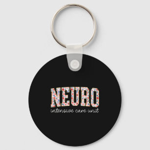 Floral Neuro Icu Nurse Brain Neuroscience Icu Nurs Key Ring