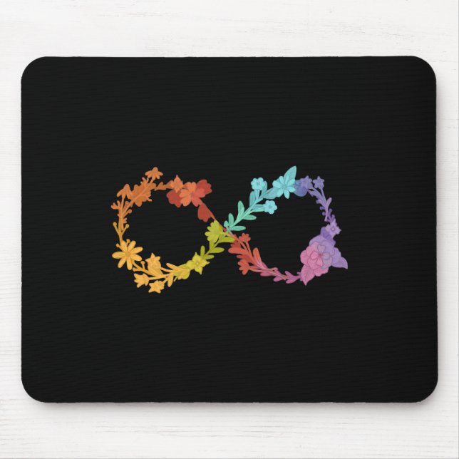 Floral Neurodiversity Infinity Symbol Autism Aware Mouse Pad (Front)