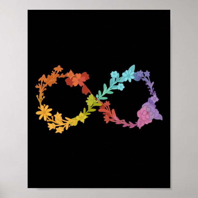 Floral Neurodiversity Infinity Symbol Autism Aware Poster (Front)